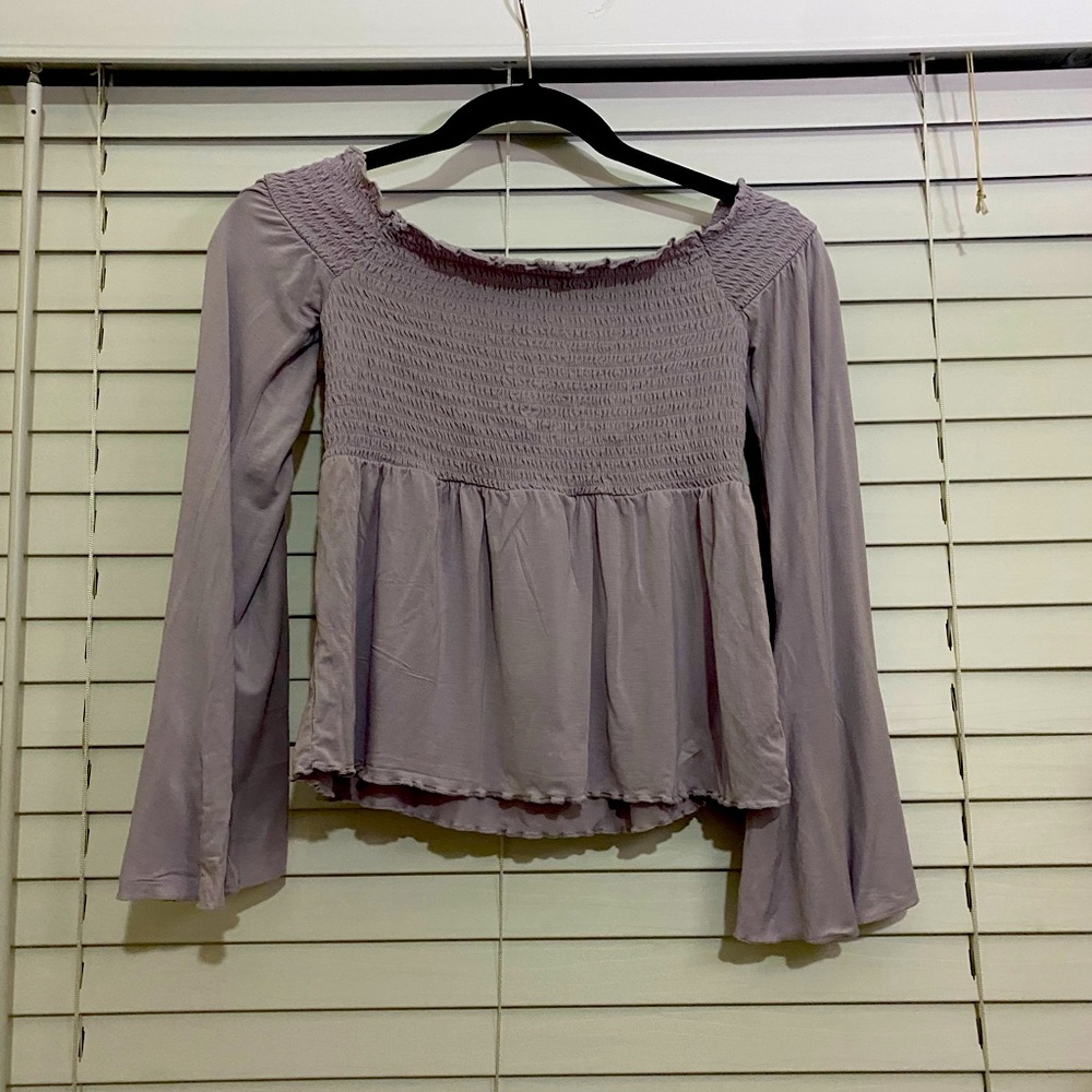 Lilac purple shirt with bell sleeves
